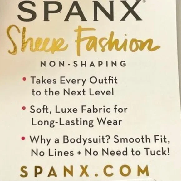 Spanx Sheer Mesh thong long sleeve Bodysuit medium in very black - Picture 5 of 9